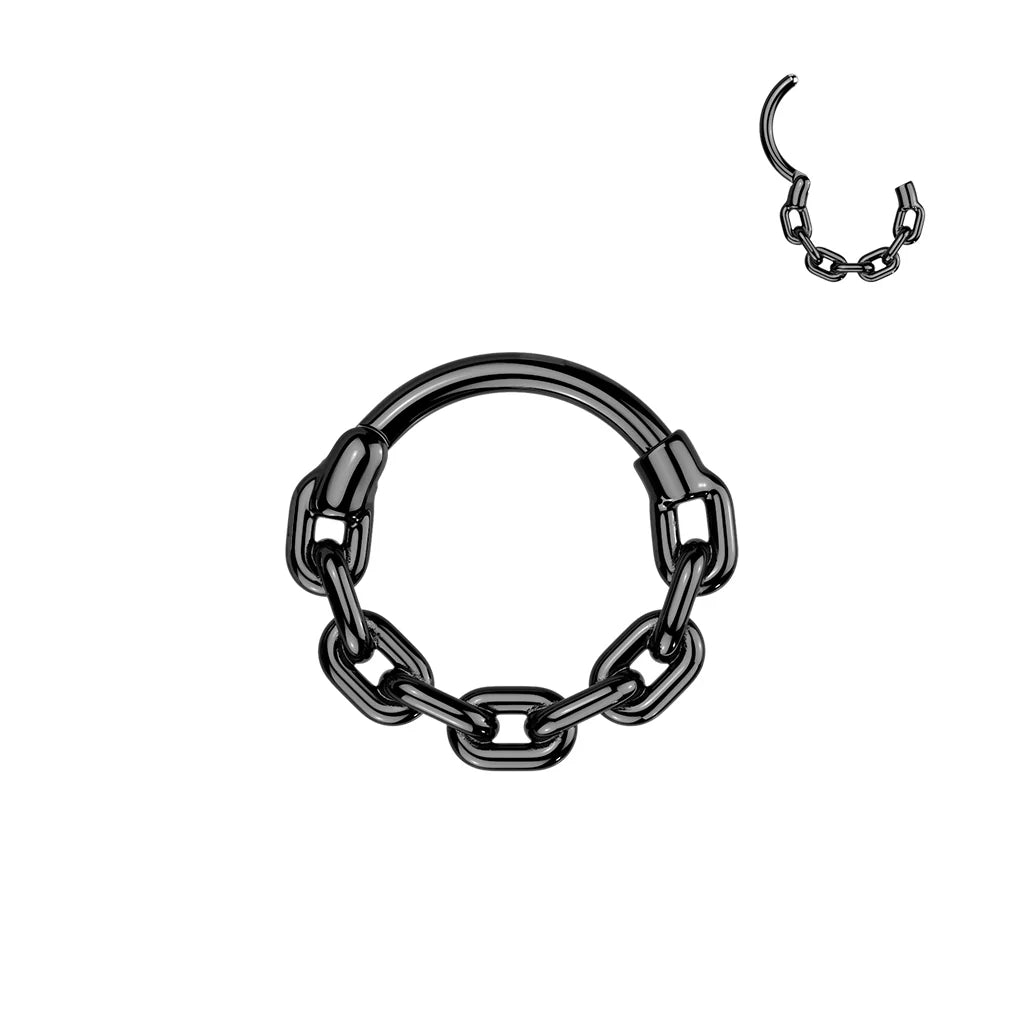 1pc Chain Links Style Hinged Segment Ring Septum Clicker 316L Surgical Steel