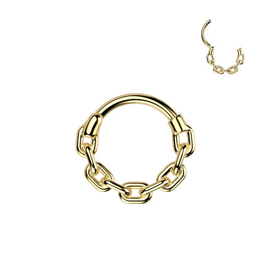 1pc Chain Links Style Hinged Segment Ring Septum Clicker 316L Surgical Steel
