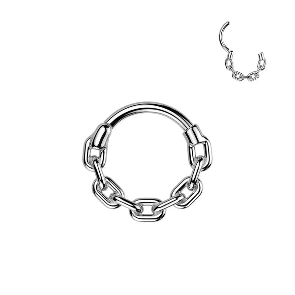 1pc Chain Links Style Hinged Segment Ring Septum Clicker 316L Surgical Steel