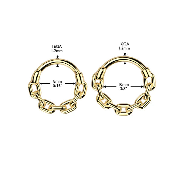 1pc Chain Links Style Hinged Segment Ring Septum Clicker 316L Surgical Steel
