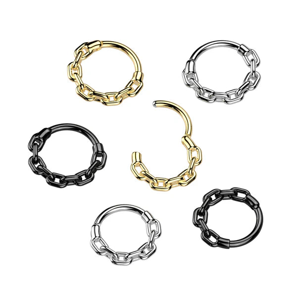 1pc Chain Links Style Hinged Segment Ring Septum Clicker 316L Surgical Steel