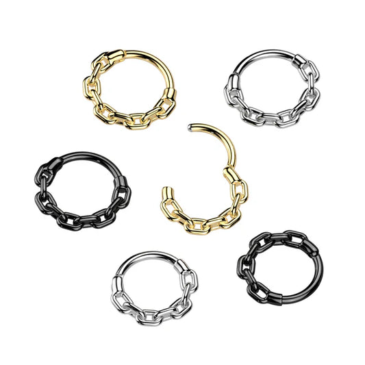 1pc Chain Links Style Hinged Segment Ring Septum Clicker 316L Surgical Steel
