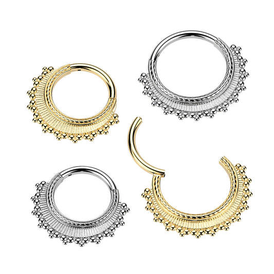 1pc Ball Cluster Wide Fan Hinged Segment Ring Helix Septum Clicker Body Jewelry