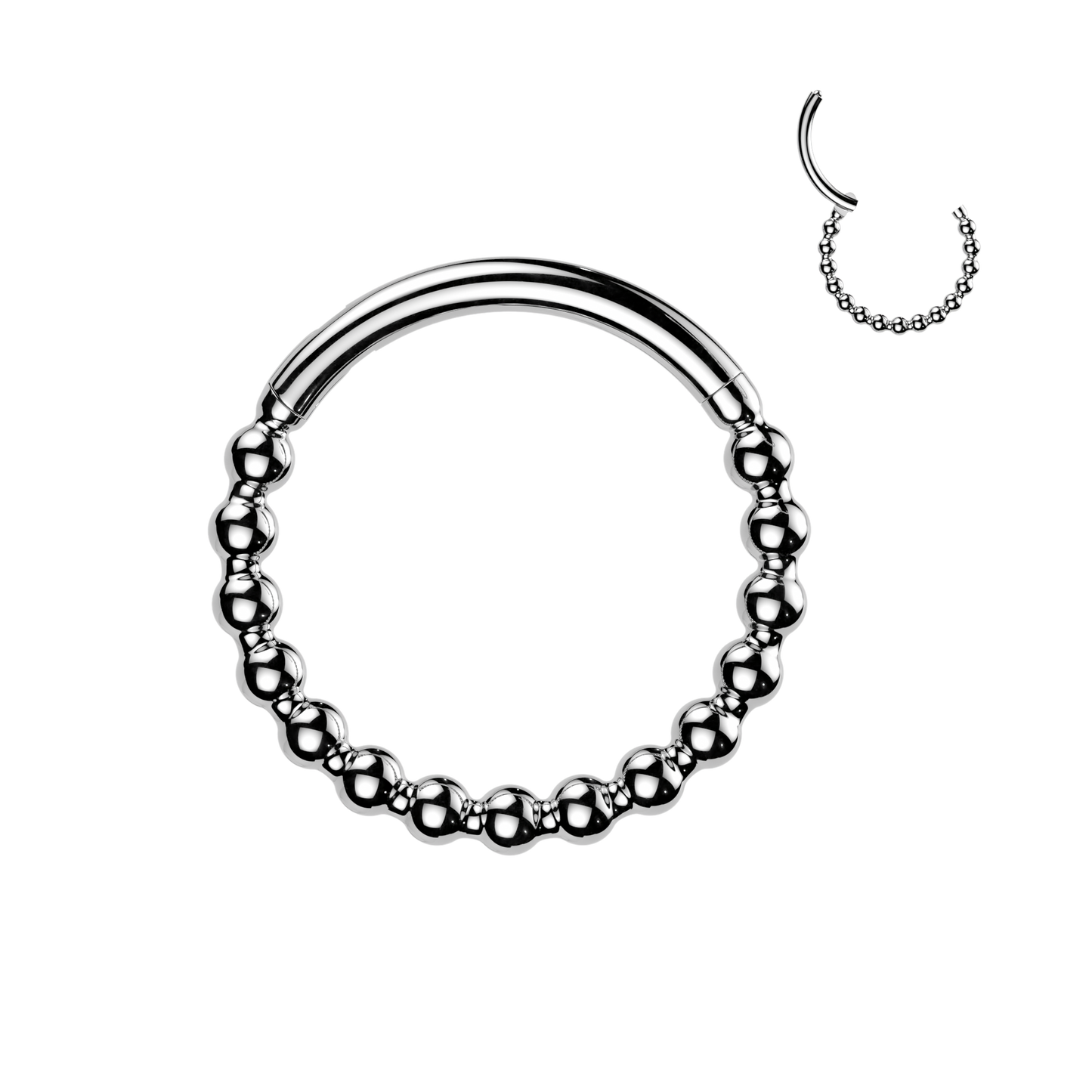 1pc Beaded Ball Hinged Segment Ring Helix Septum Clicker Body Jewelry