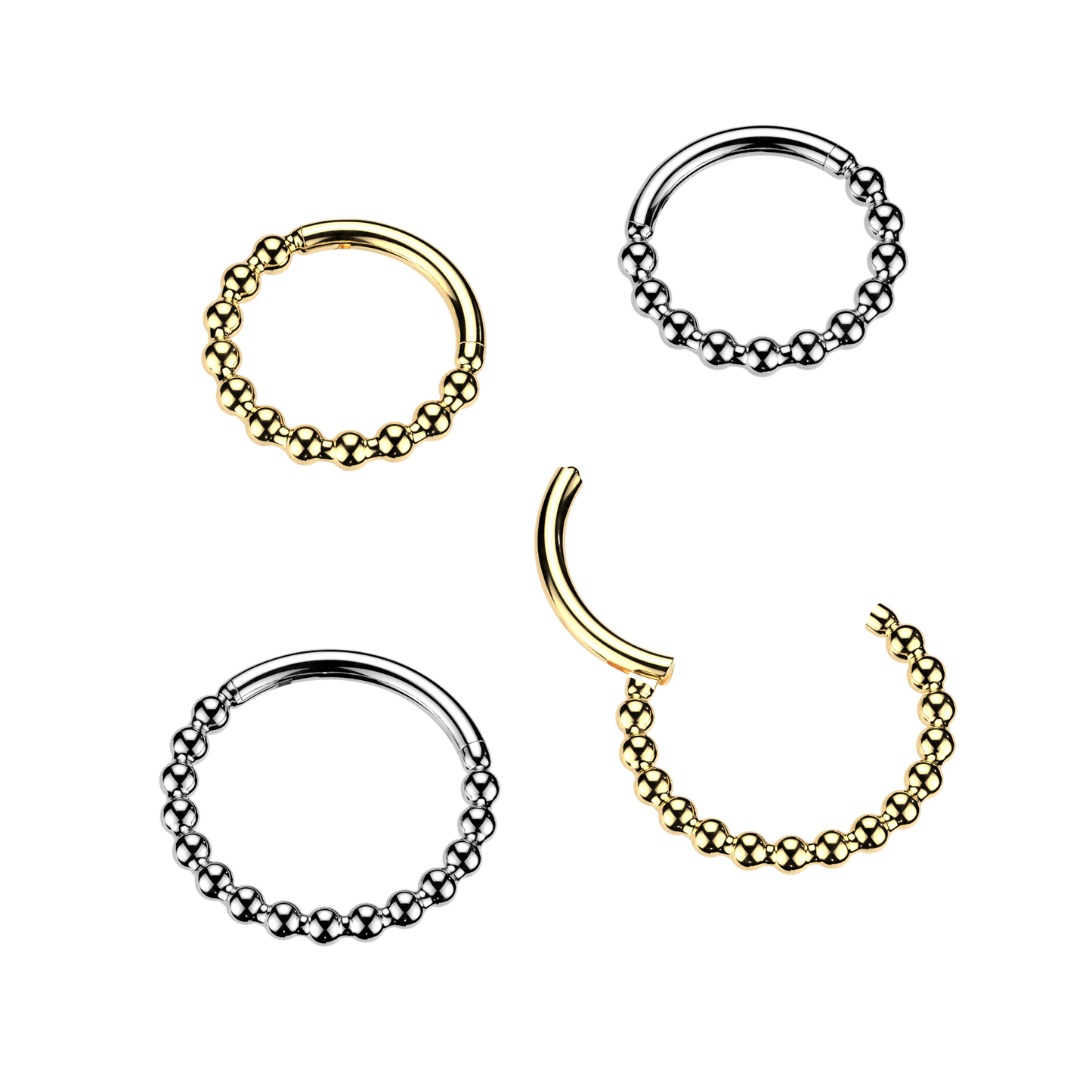 1pc Beaded Ball Hinged Segment Ring Helix Septum Clicker Body Jewelry
