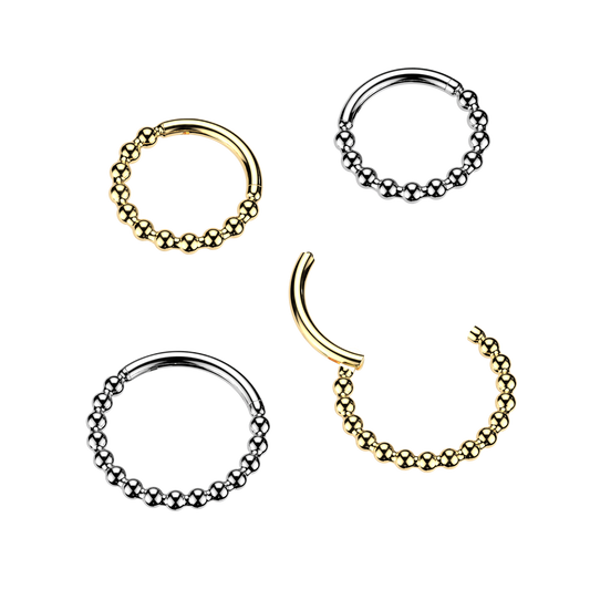 1pc Beaded Ball Hinged Segment Ring Helix Septum Clicker Body Jewelry
