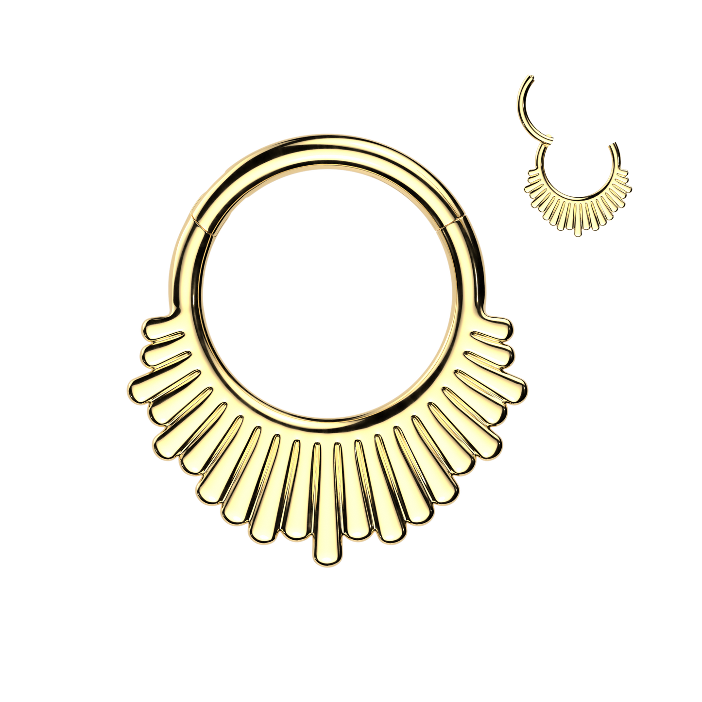 1pc Staggered Ridge Fan Hinged Segment Ring Helix Septum Clicker Body Jewelry