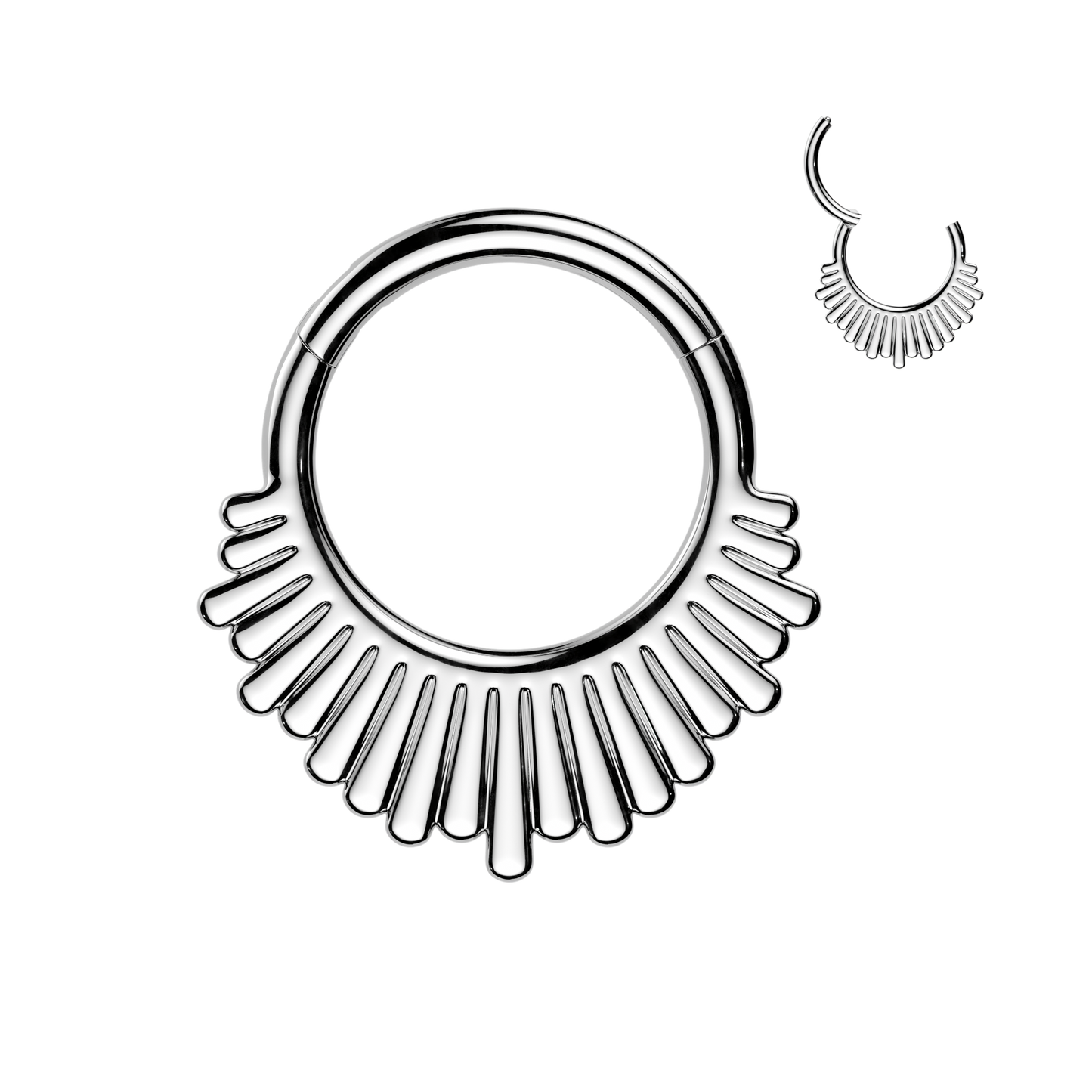 1pc Staggered Ridge Fan Hinged Segment Ring Helix Septum Clicker Body Jewelry