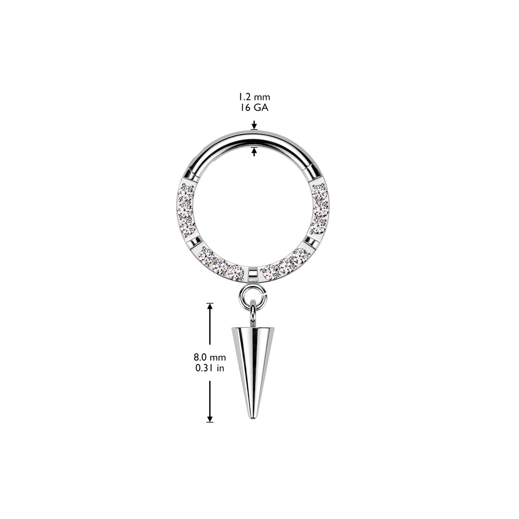 1pc Spike Dangle CNC Set Gems Hinged Segment Ring Hoop Helix Septum Titanium
