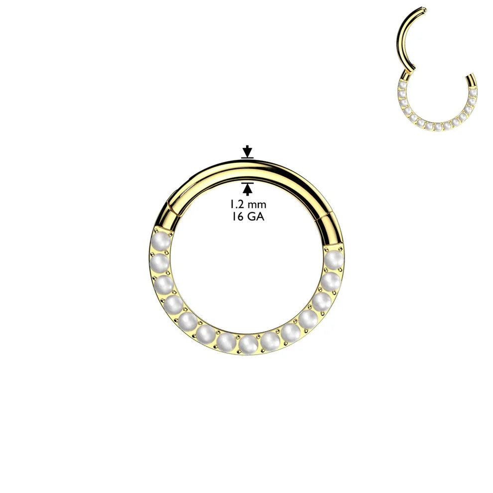 1pc Front Pearls Titanium Hinged Segment Ring Orbital Helix Septum Ear Cartilage