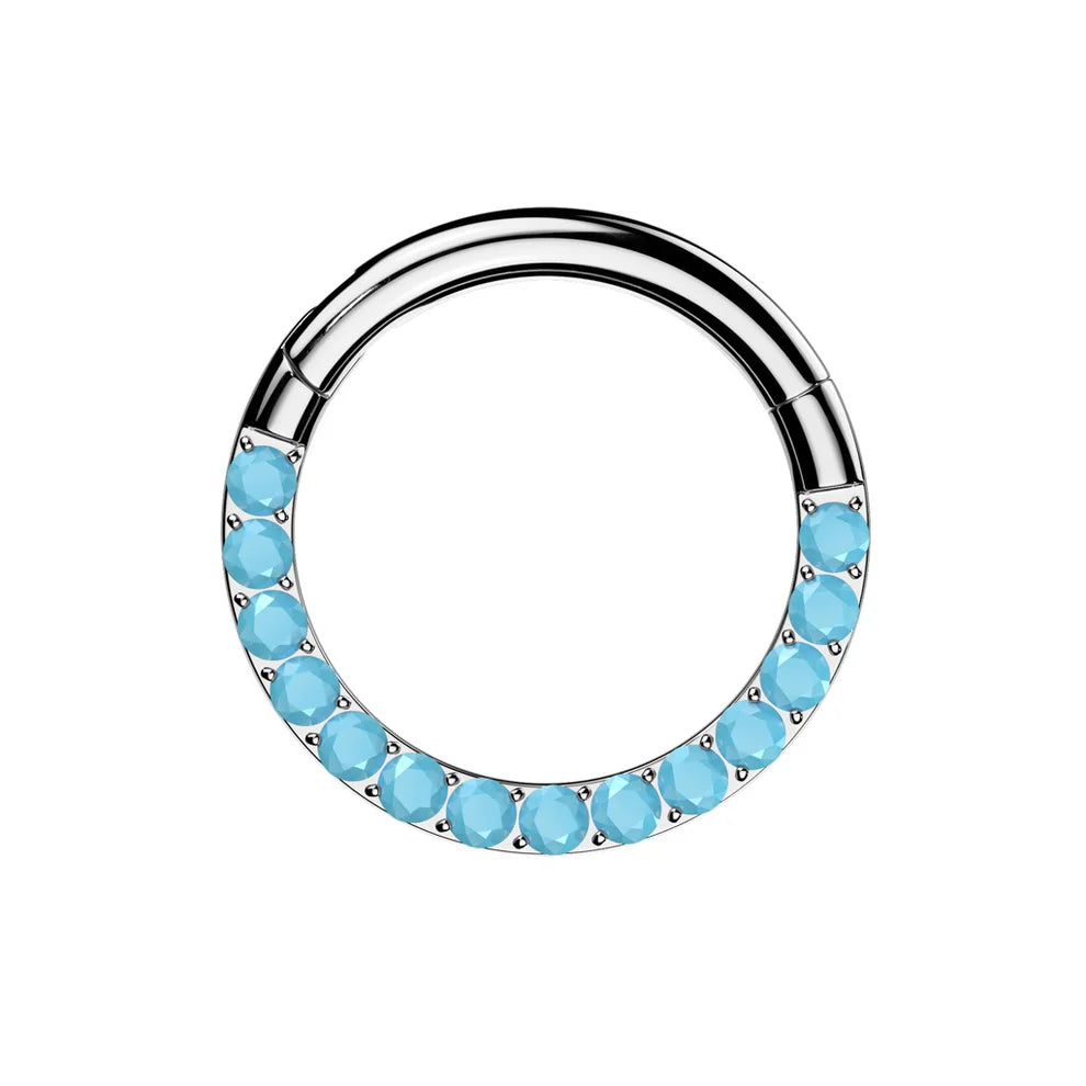 1pc Titanium Hinged Segment Ring Front Turquoise Septum Hoop Helix Daith Jewelry