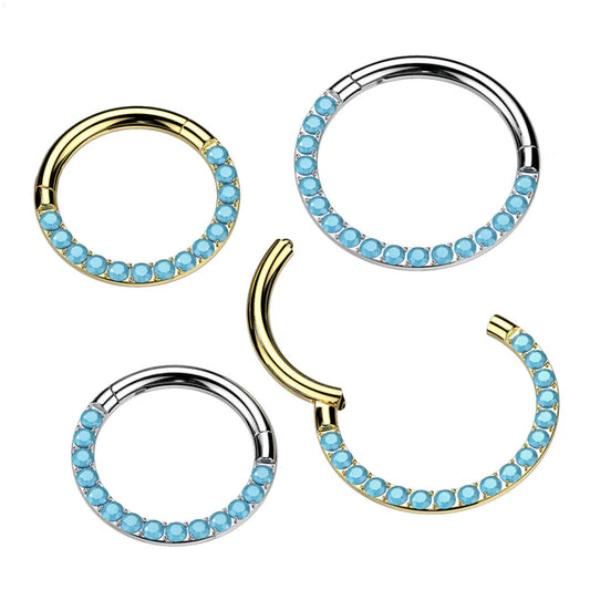 1pc Titanium Hinged Segment Ring Front Turquoise Septum Hoop Helix Daith Jewelry