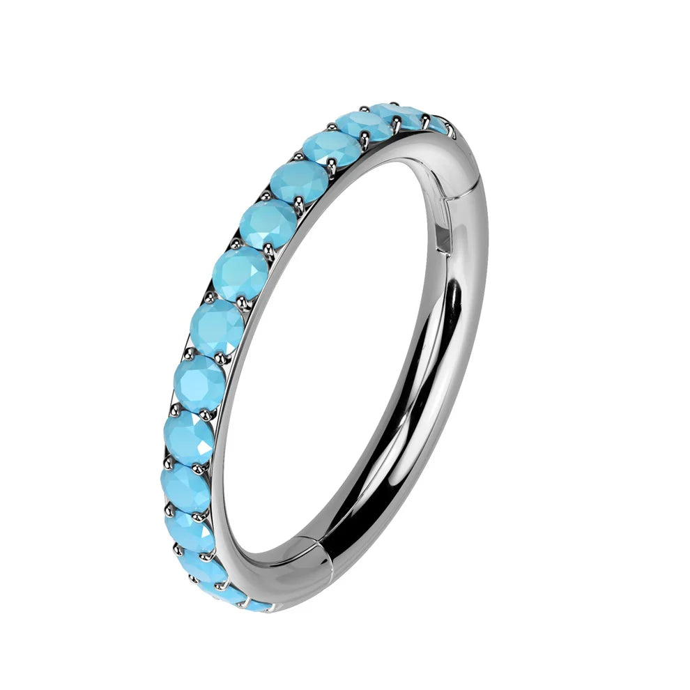 1pc Titanium Hinged Segment Ring Outer Turquoise Septum Hoop Helix Daith Jewelry