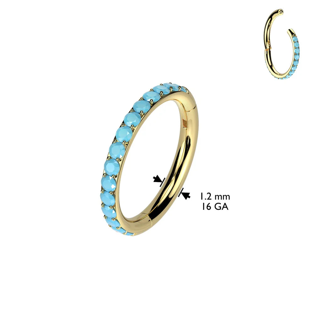 1pc Titanium Hinged Segment Ring Outer Turquoise Septum Hoop Helix Daith Jewelry