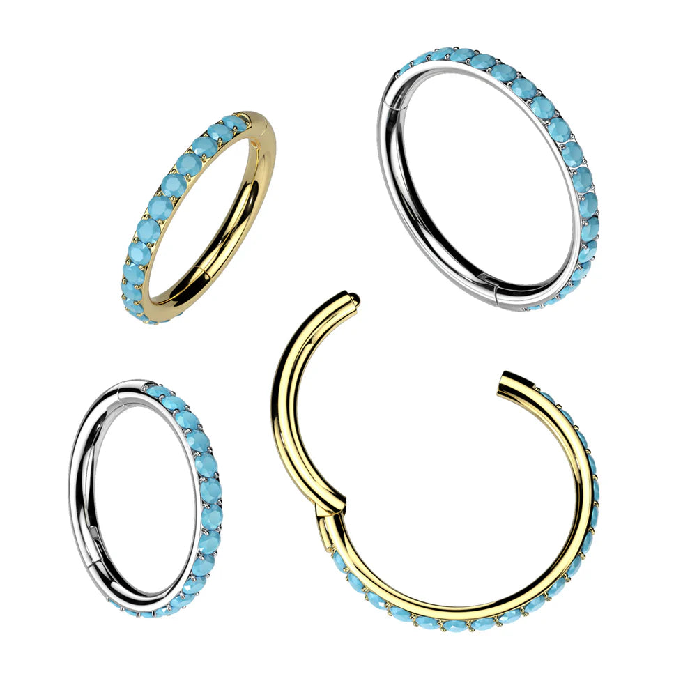1pc Titanium Hinged Segment Ring Outer Turquoise Septum Hoop Helix Daith Jewelry