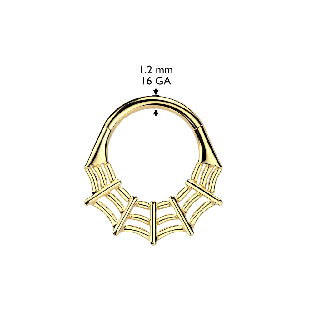 1pc Solid Titanium Spiderweb Design Hinged Segment Ring Hoop Septum Spider Web