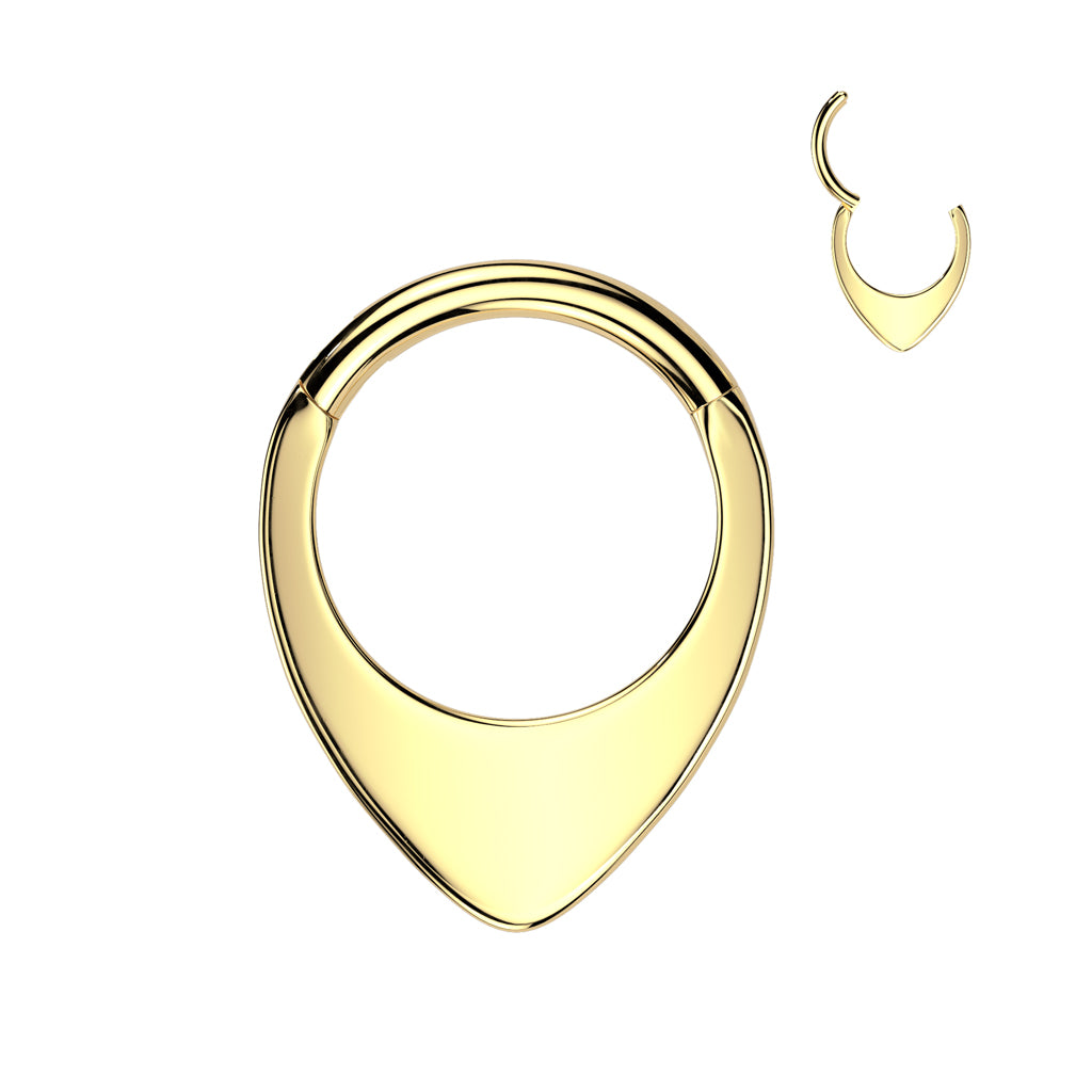 1pc Solid Titanium Flat Teardrop Hinged Segment Ring Septum Tear Drop Clicker