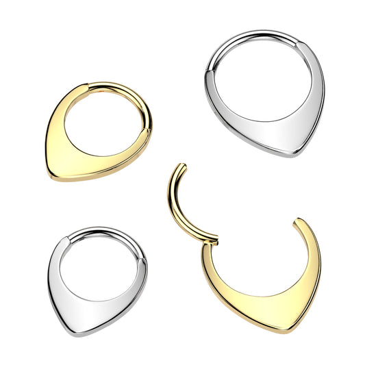 1pc Solid Titanium Flat Teardrop Hinged Segment Ring Septum Tear Drop Clicker