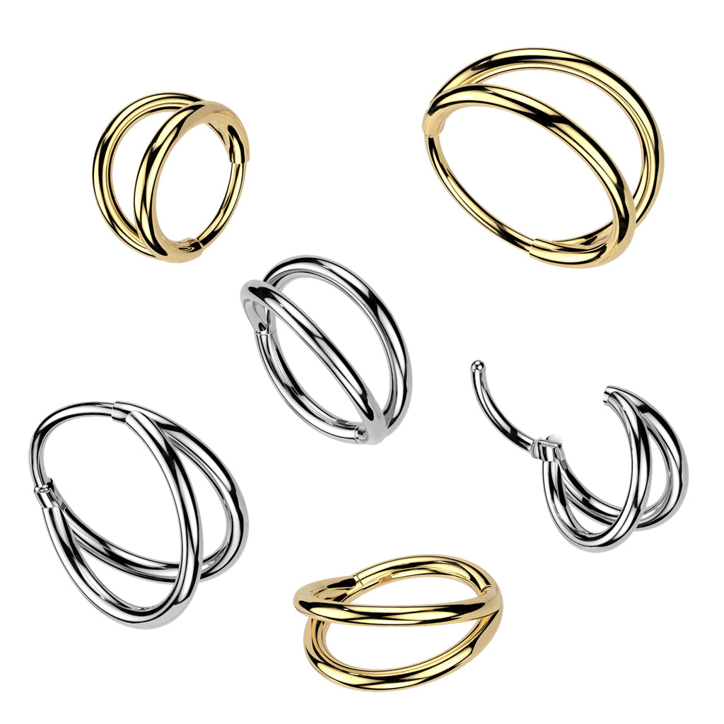 1pc Solid Titanium Double Hoop Hinged Segment Ring Helix Ear Cartilage Septum