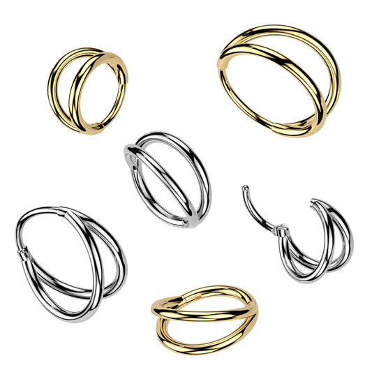 1pc Solid Titanium Double Hoop Hinged Segment Ring Helix Ear Cartilage Septum