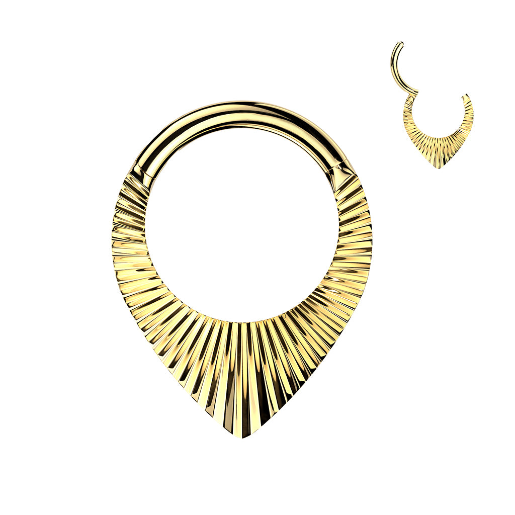 1pc Solid Titanium Cuts Teardrop Hinged Segment Ring Septum Tear Drop Clicker