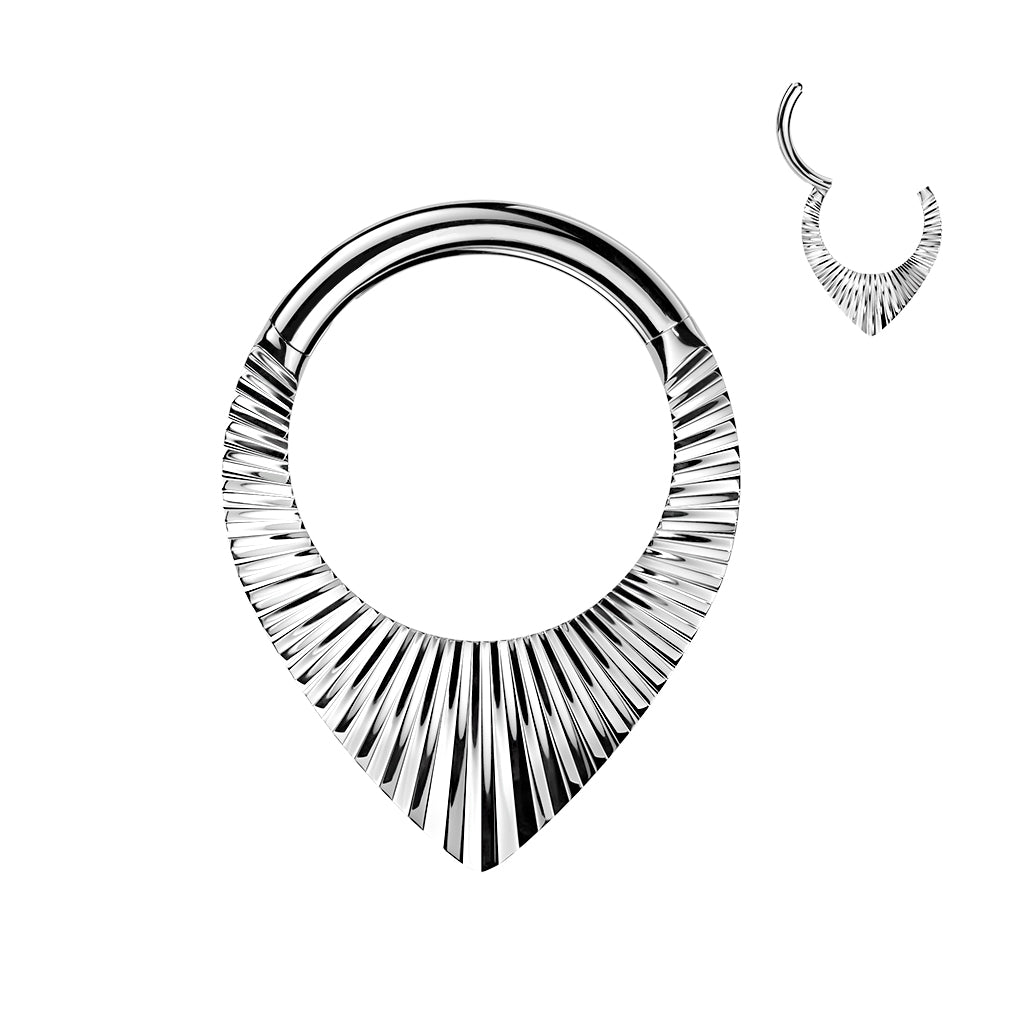 1pc Solid Titanium Cuts Teardrop Hinged Segment Ring Septum Tear Drop Clicker