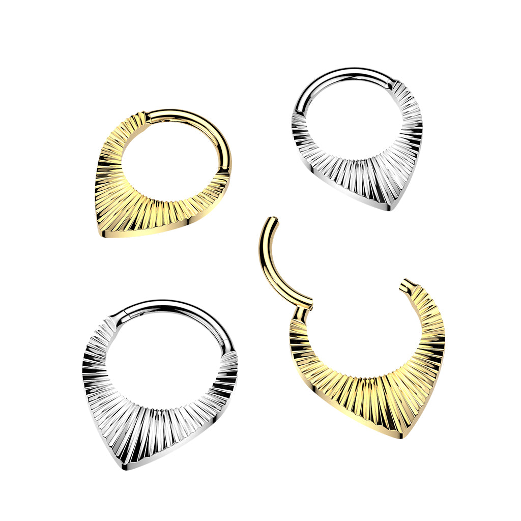 1pc Solid Titanium Cuts Teardrop Hinged Segment Ring Septum Tear Drop Clicker