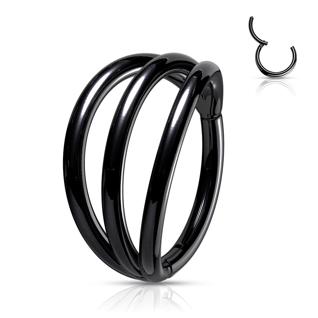 1pc Triple Hoop Hinged Segment Ring Solid Titanium