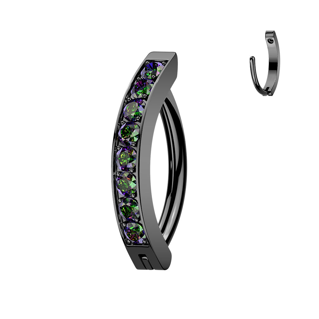 1pc Hinged Solid Titanium CNC Set Gem Hoop Clicker Belly Ring 14g Curved Barbell