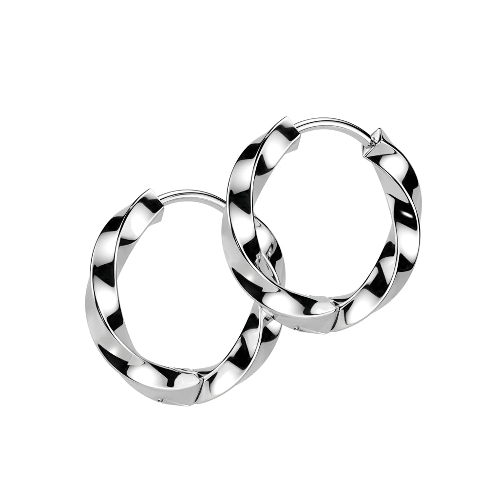 PAIR Twisted Style Small Hoop Earrings 316L Stainless Steel Hinge Action 18g