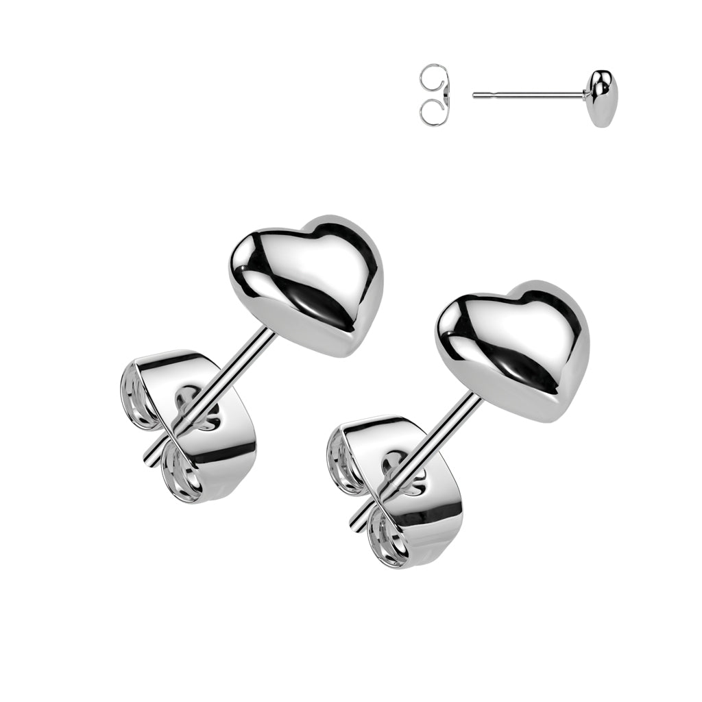 PAIR of Heart Shaped Ion Plated 316L Stainless Steel 20g Earrings