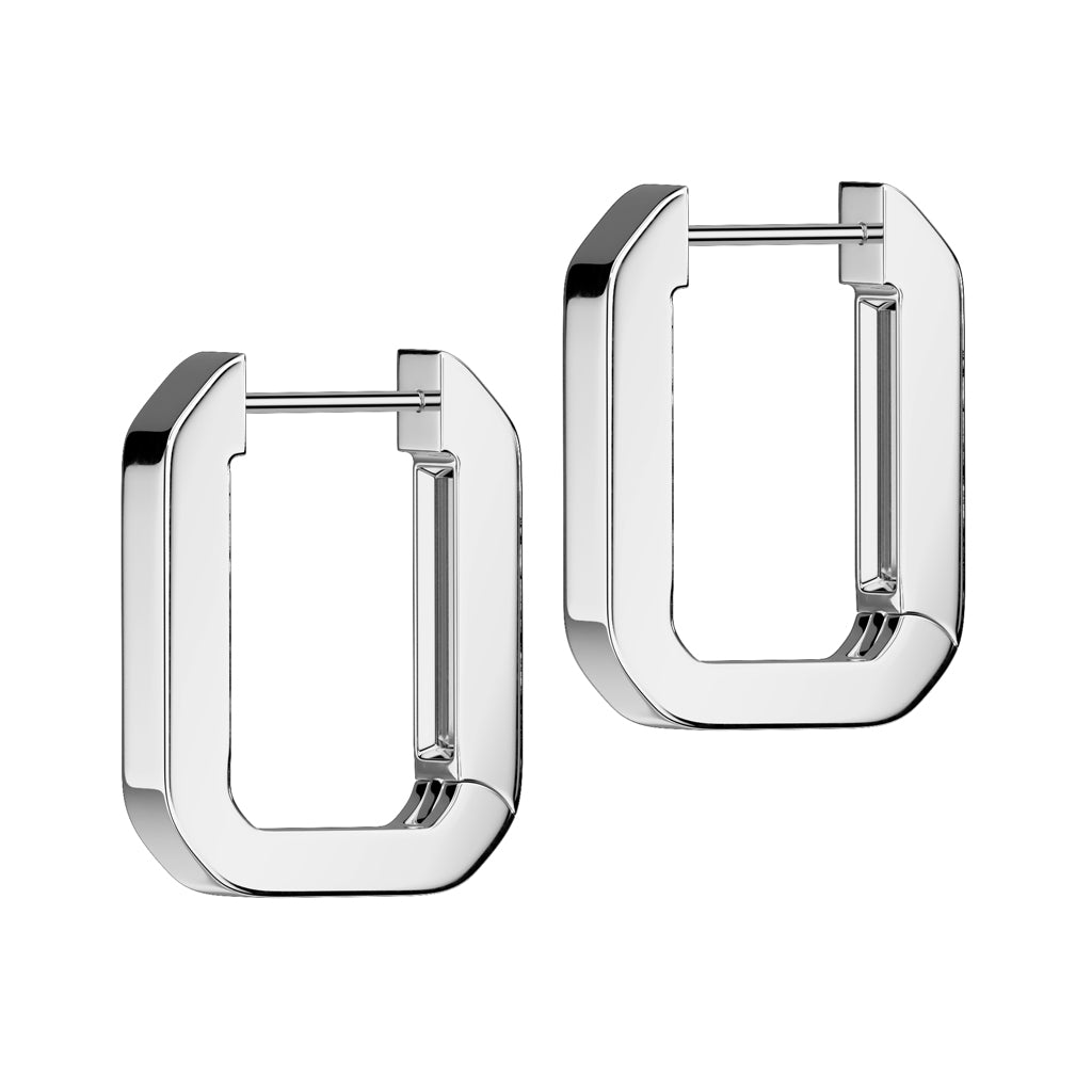 PAIR Rectangle Hoop Earrings 316L Stainless Steel Hinge Action 18g