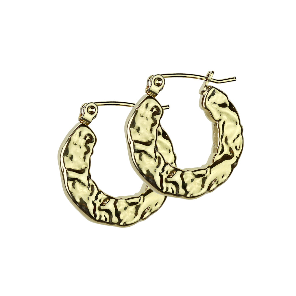 PAIR Hammered Thick Hoop Style Earrings 316L Stainless Steel 20g