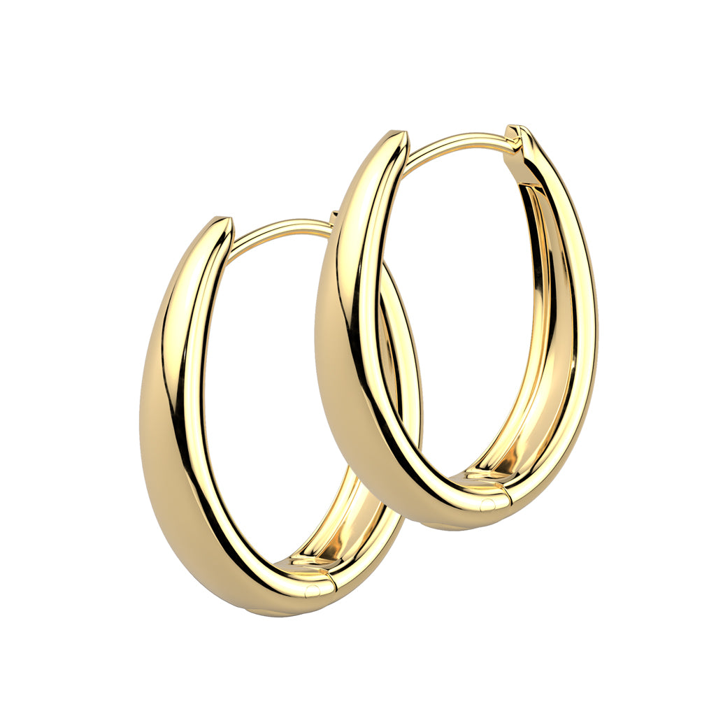 PAIR Wide Oval Hinged Hoop Earrings