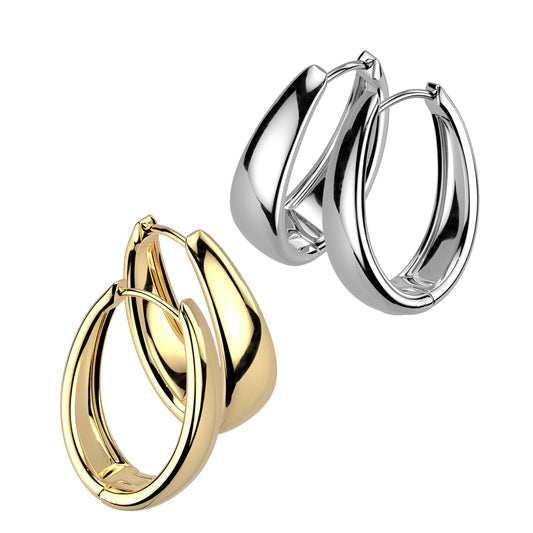 PAIR Wide Oval Hinged Hoop Earrings