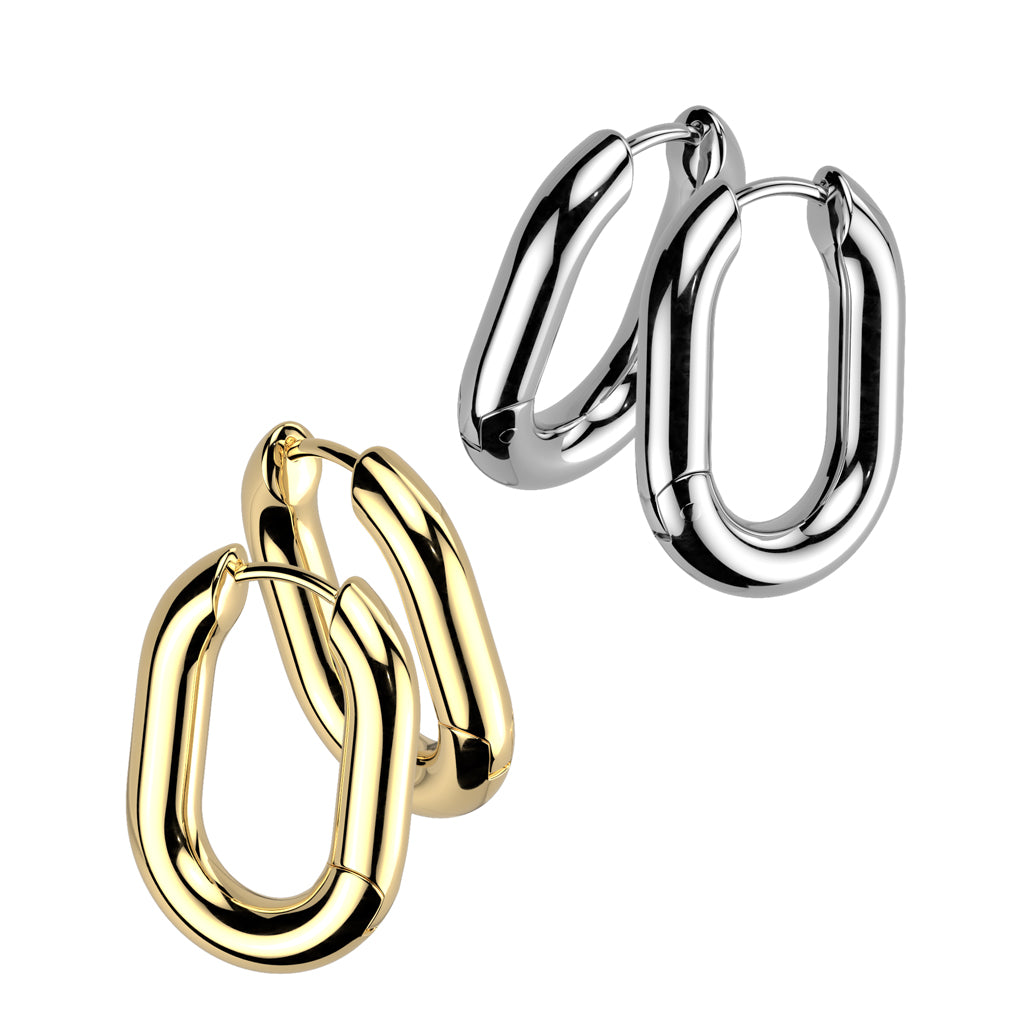 PAIR Rounded Rectangle Hinged Hoop Earrings