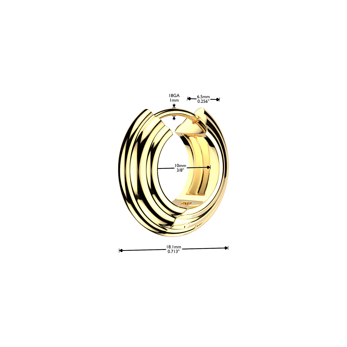 PAIR Wide Layered Hinged Hoop Earrings 316L Stainless Steel Hinge Action 18g