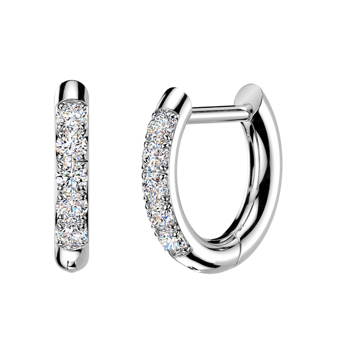 PAIR CZ Gem Accented Hinged Hoop Earrings 316L Stainless Steel Hinge Action 18g