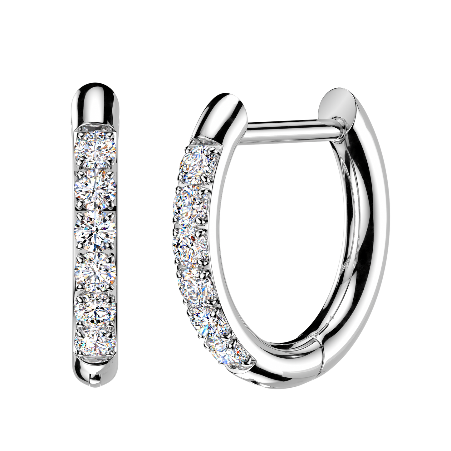 PAIR CZ Gem Accented Hinged Hoop Earrings 316L Stainless Steel Hinge Action 18g