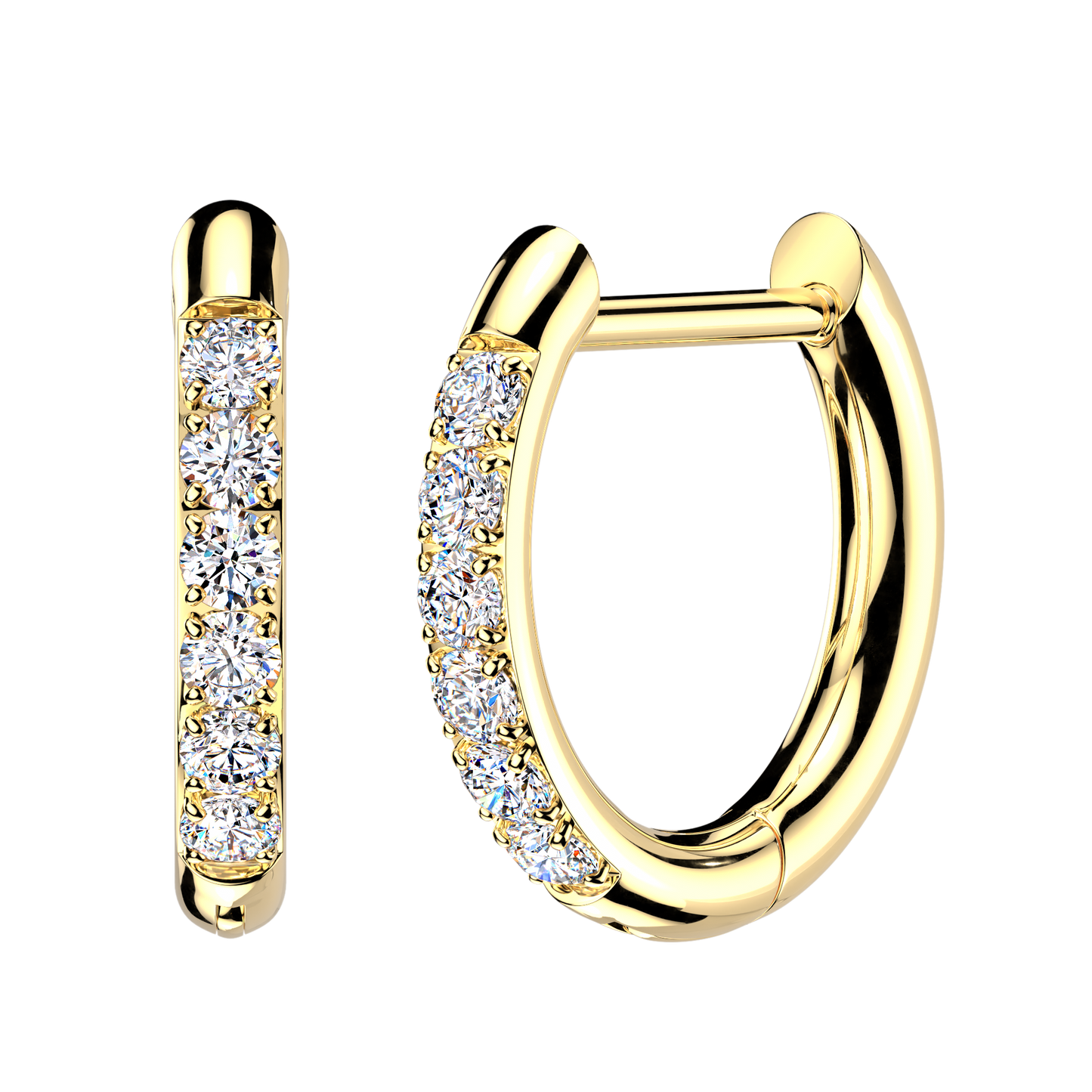 PAIR CZ Gem Accented Hinged Hoop Earrings 316L Stainless Steel Hinge Action 18g