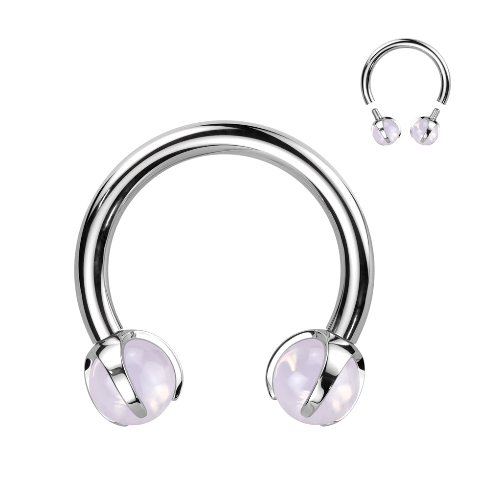 1pc Solid Titanium Stone Circular Barbell Horseshoe Lip Ear Septum Ring 16g 3/8"
