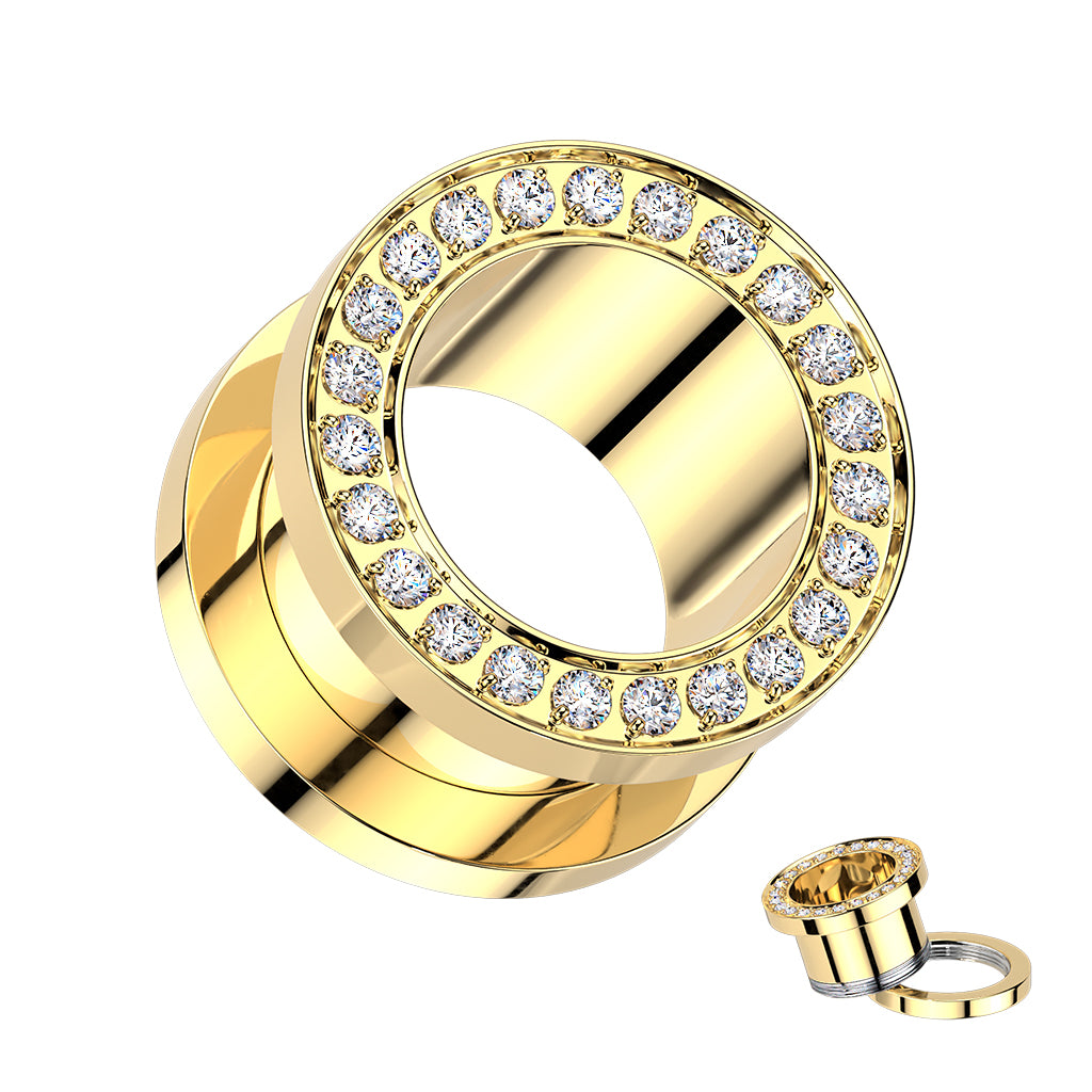 PAIR Solid Implant Grade Titanium Screw Fit CNC Gem Rim Tunnels Plugs Gauges