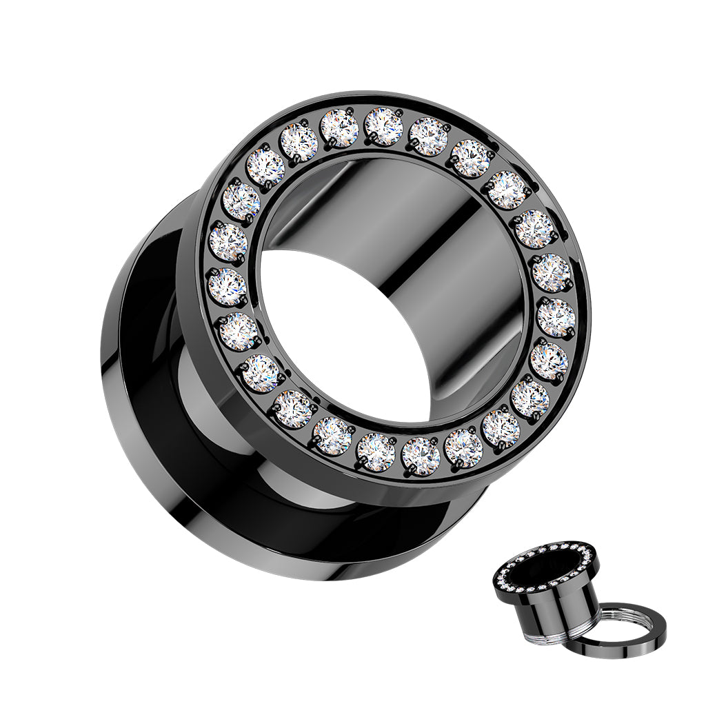 PAIR Solid Implant Grade Titanium Screw Fit CNC Gem Rim Tunnels Plugs Gauges