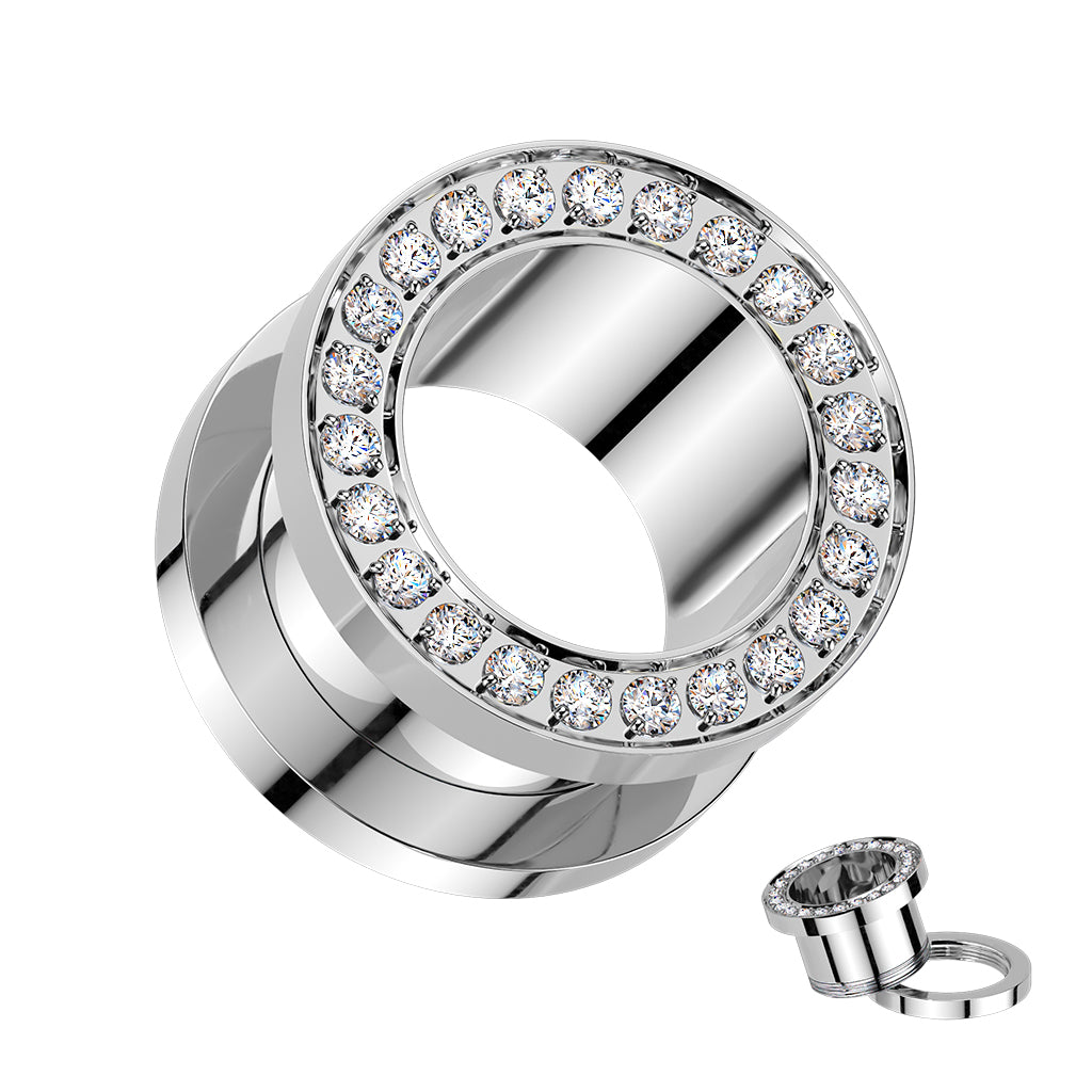 PAIR Solid Implant Grade Titanium Screw Fit CNC Gem Rim Tunnels Plugs Gauges