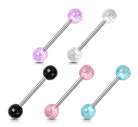 5 PAIR Value Pack Faceted / Disco Ball Nipple Barbells Rings Shields 14g 5/8"