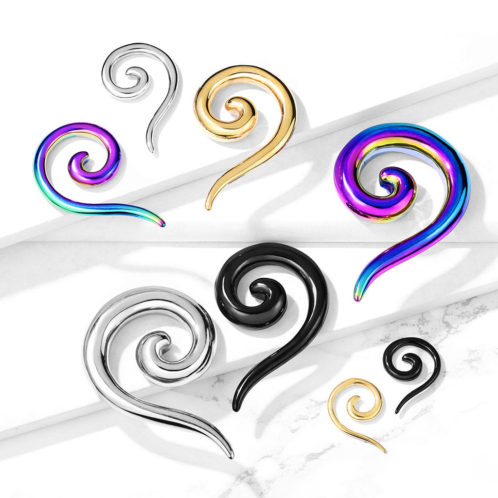 PAIR 316L Surgical Steel Spiral Hanging Tapers Expanders Plugs Body Jewelry