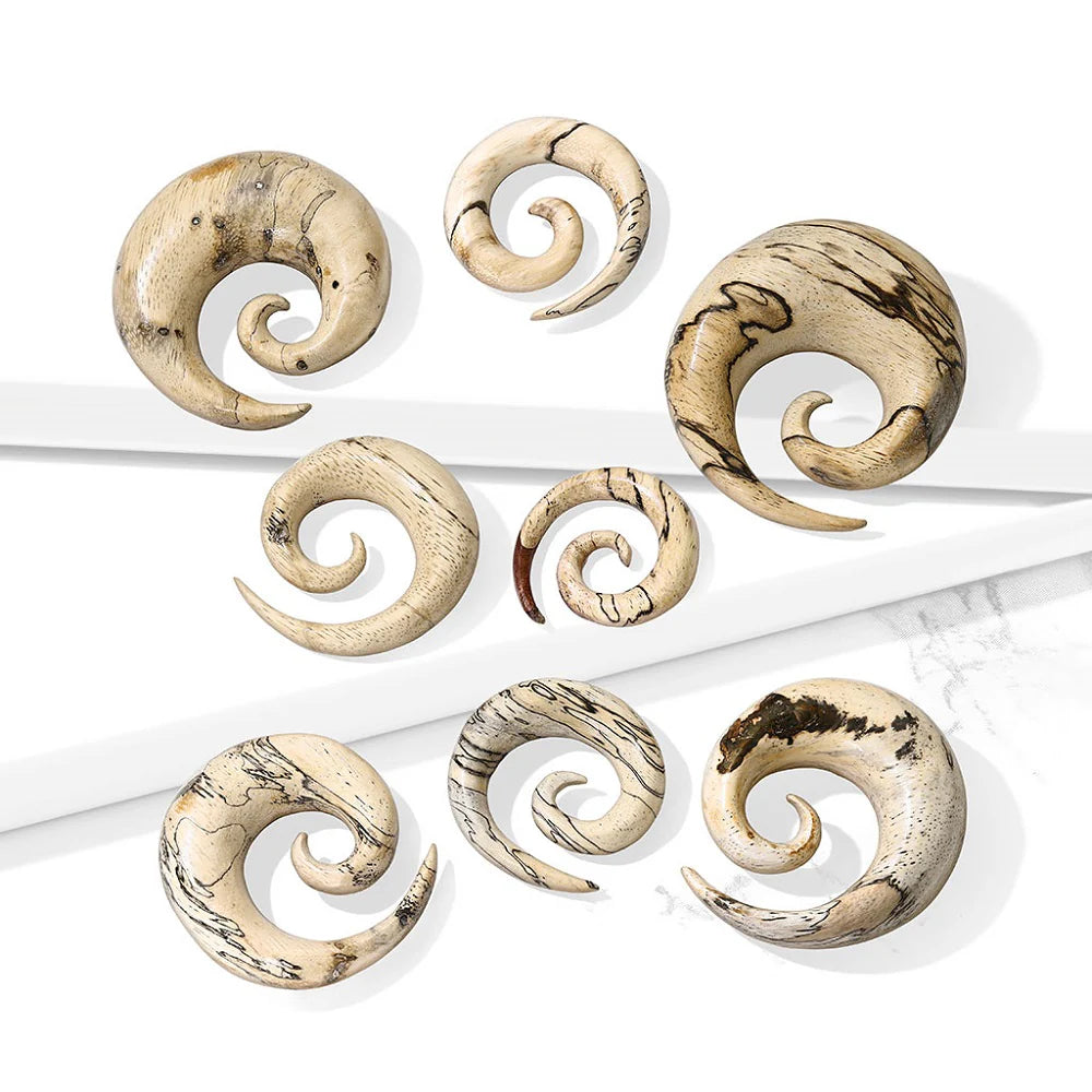 PAIR Tamarind Wood Spiral Tapers Organic Plugs Tunnels Earlets Gauges