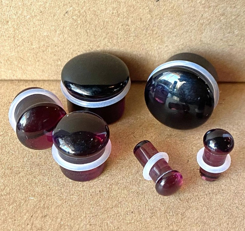 PAIR Purple Glass Single Flare Plugs Gauges Tunnels Earlet Body Piercing Jewelry