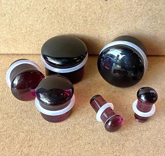 PAIR Purple Glass Single Flare Plugs Gauges Tunnels Earlet Body Piercing Jewelry