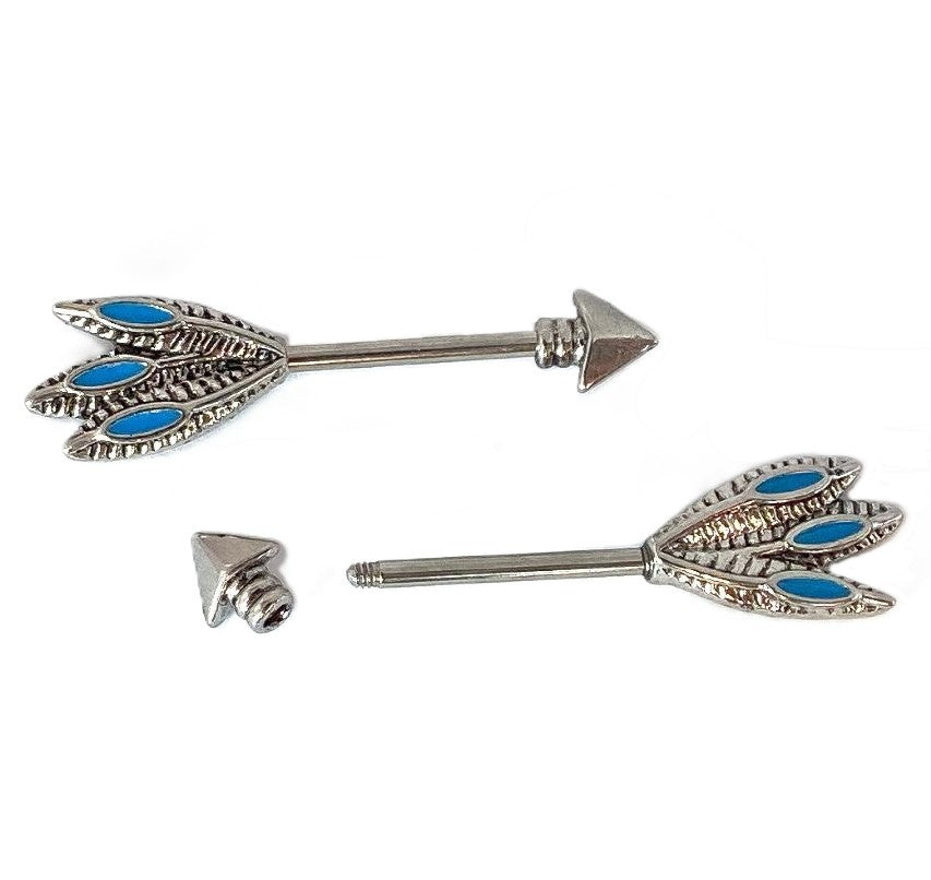 PAIR Tribal Arrow Nipple Barbells Rings Shields